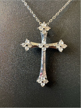 Moissanite Sterling Silver 925 Cross Necklace - Brand New